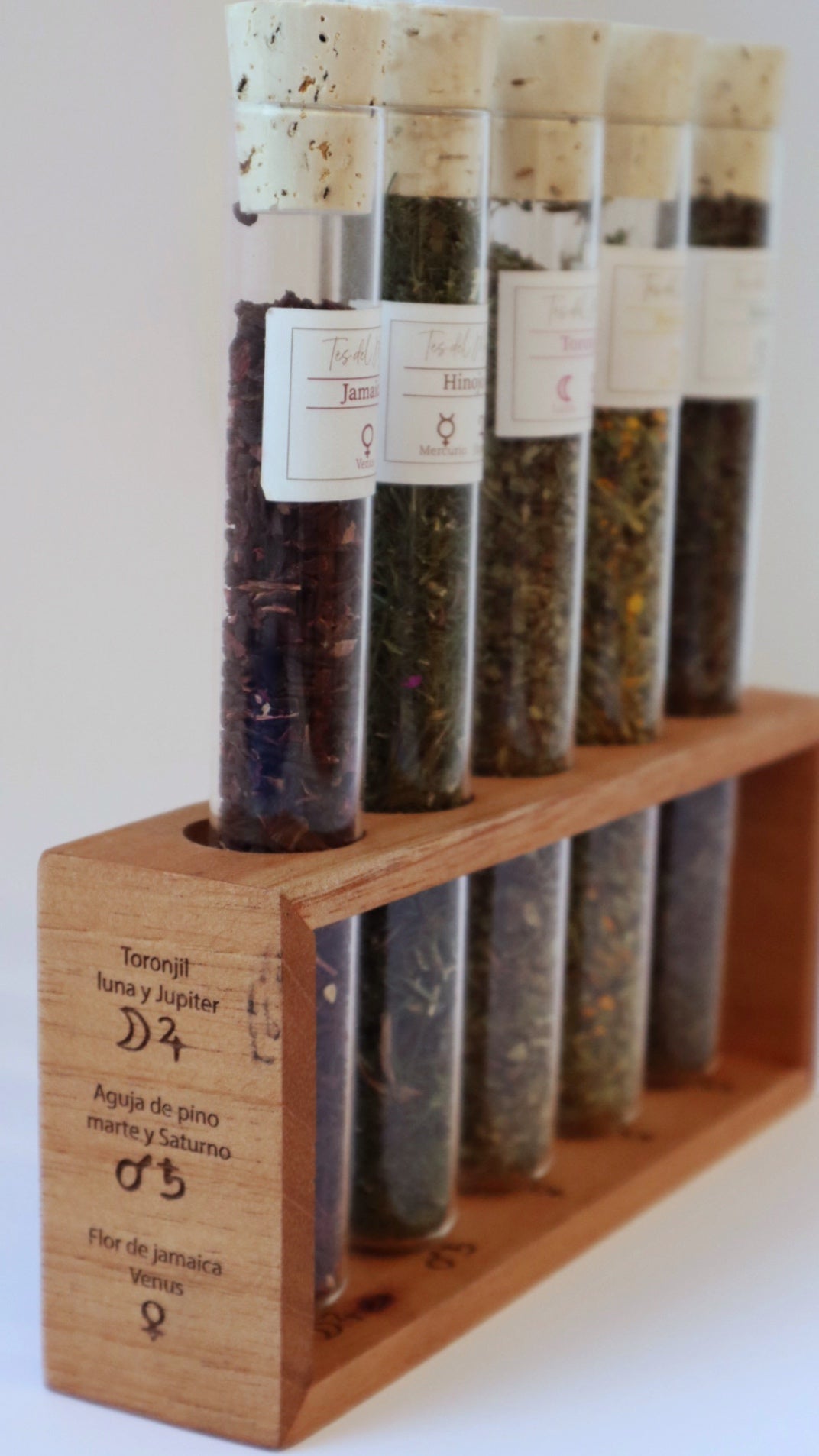 Base de madera sola para tubos de tisana