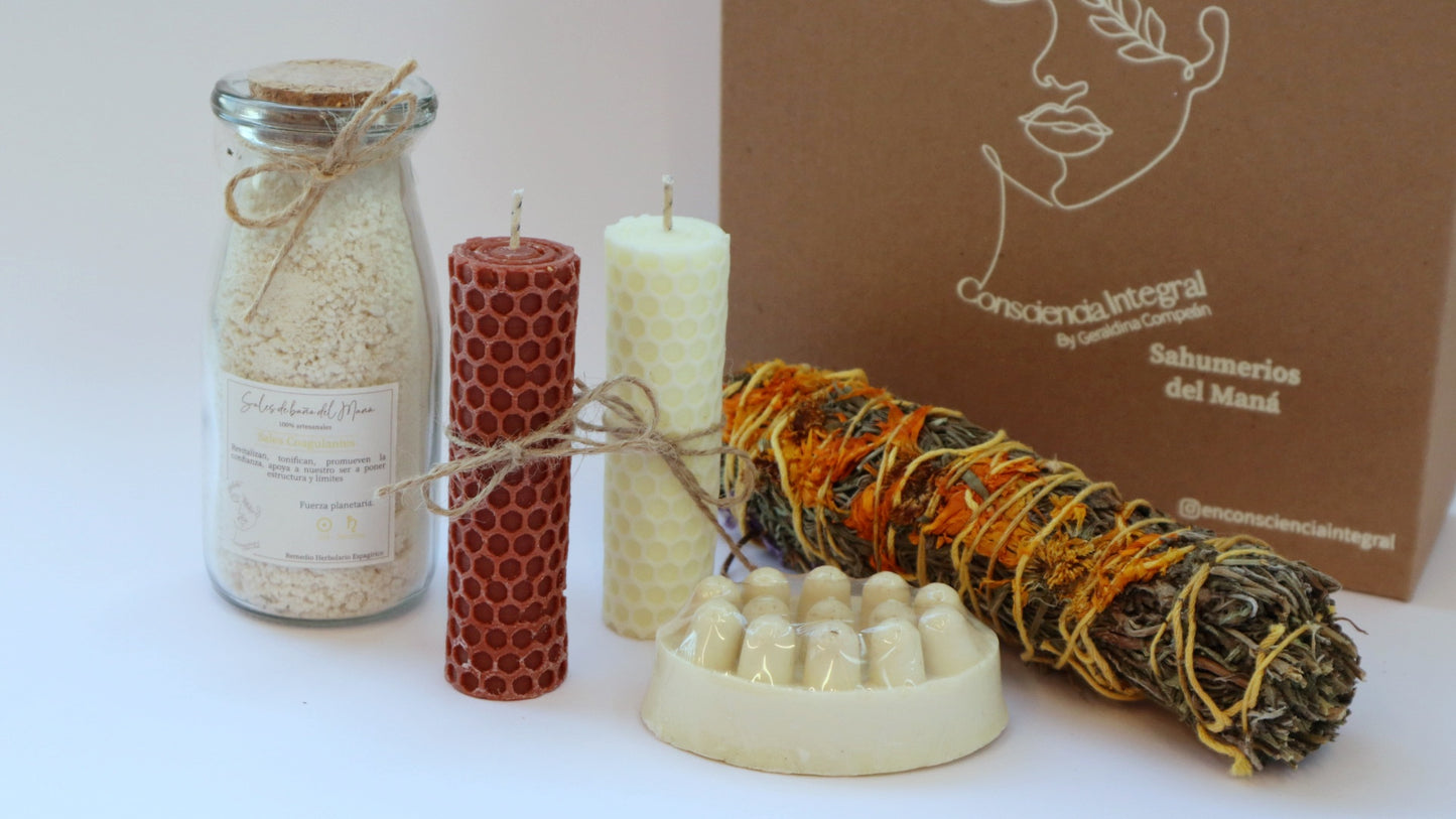 Kit Jumbo de Sal de Baño, Vela, Jabón y Atadito