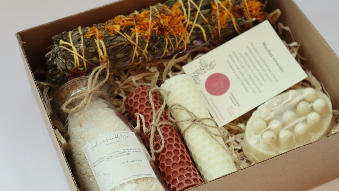 Kit Jumbo de Sal de Baño, Vela, Jabón y Atadito