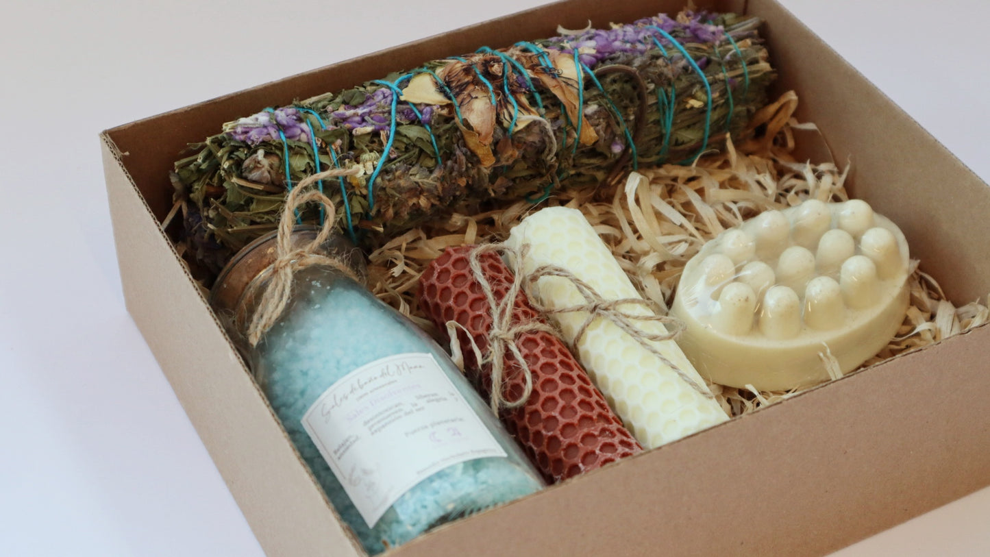 Kit Jumbo de Sal de Baño, Vela, Jabón y Atadito